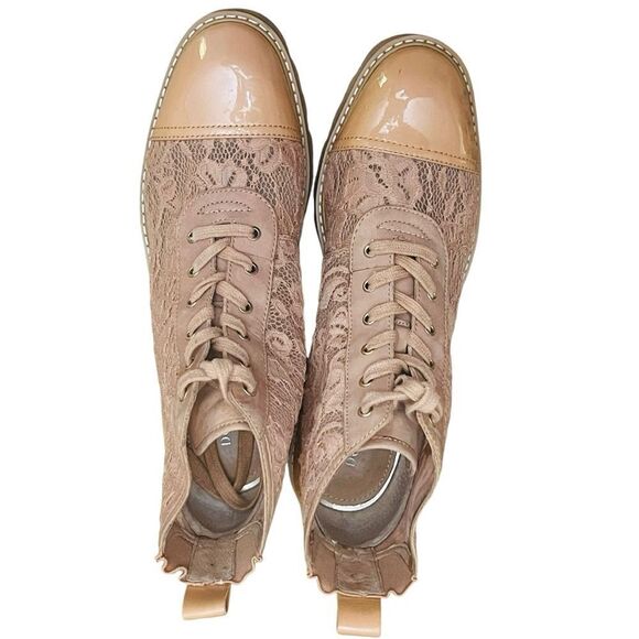 Donald Pliner Ankle Boot Women’s Eliaa Blush Patent Lace-Up Combat Shoes - Picture 6 of 15